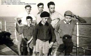 COLO JEUNE FRANCE 1953 JP. Esclapez,P.Rispoli, R.Demeurens, Meynadier sur le bateau